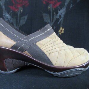 J-41 Adventure On Paris Quilted Brown Leather Clogs / Shoes